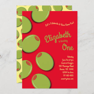 Green Olives Kind 1. Geburtstag Party Einladung