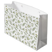 Green Olives Watercolor Große Geschenktüte (Rückseite Schrägansicht)