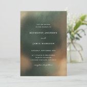 Green Ombre Boho Minimalistisch Hochzeit Einladung (Stehend Vorderseite)