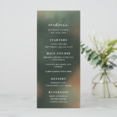 Green Ombre Boho Minimalistisch Wedding Menu (Stehend Vorderseite)
