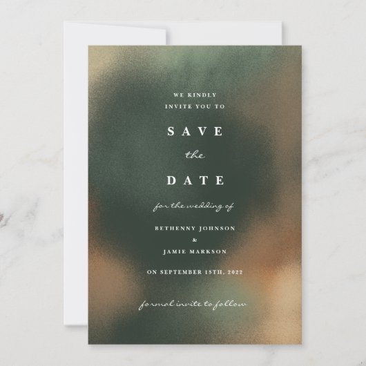 Green Ombre Boho Save the Date Einladung (Vorderseite)