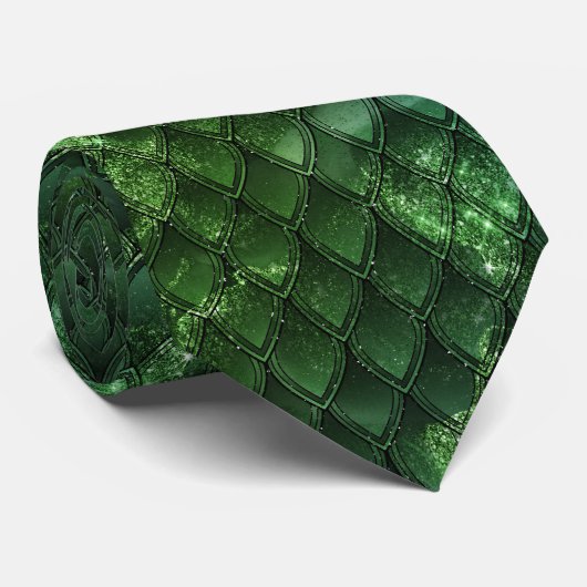 Green Ombre Dragon Scales Effect Neck Tie Krawatte (Gerollt)