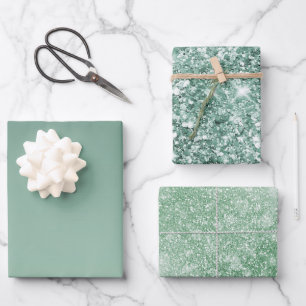 Green Ombre Glitzy Glitzer Geschenkpapier Set