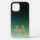 Green Ombre Gold Monogram Case-Mate iPhone Hülle (Rückseite)