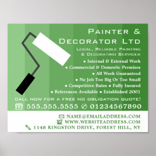 Green Ombre & Paint Roller, Painter & Decorator Poster
