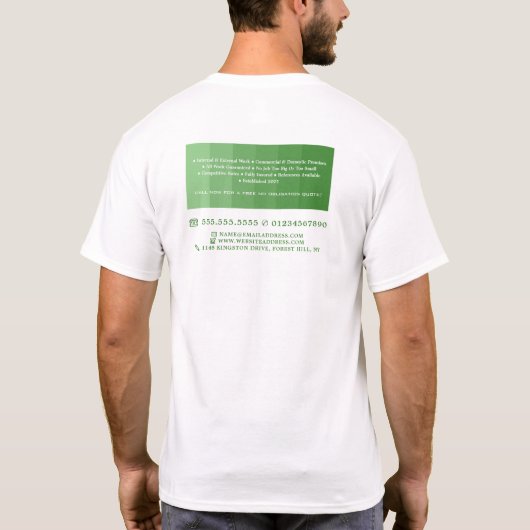 Green Ombre & Paint Roller, Painter & Decorator T-Shirt (Rückseite)