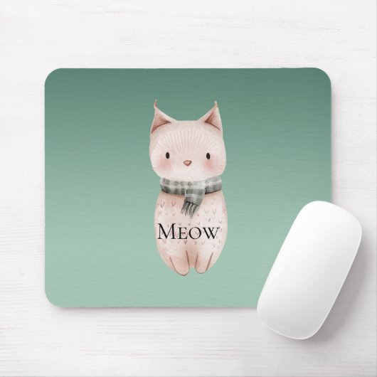 Green Ombre Pink Cat Mousepad (Mit Mouse)