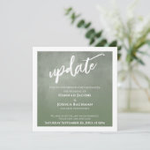 Green Ombre Postponed Wedding Update Card Einladung (Stehend Vorderseite)