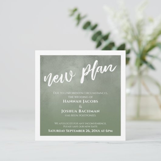 Green Ombre verschoben Hochzeit neue Plan Card Einladung (Stehend Vorderseite)