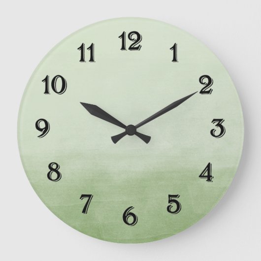 Green Ombre Watercolor Große Wanduhr (Vorderseite)