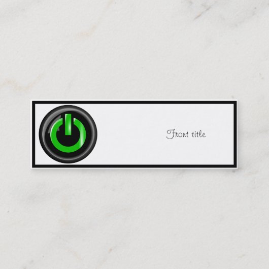 " Green on " Black Power Button Mini Visitenkarte (Vorderseite)