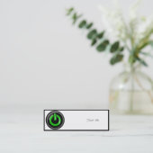 " Green on " Black Power Button Mini Visitenkarte (Stehend Vorderseite)