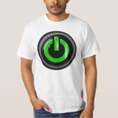 " Green on " Black Power Button T-Shirt (Vorderseite)
