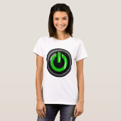 " Green on " Black Power Button T-Shirt (Vorne ganz)