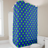 Green On Blue Polka Dots Pattern Design Duschvorhang