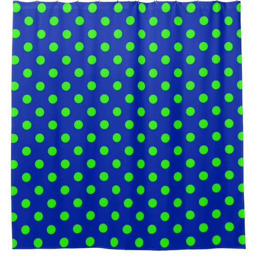 Green On Blue Polka Dots Pattern Design Duschvorhang (Vorderseite)