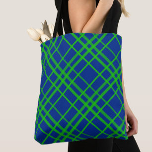Green on Blue Tartan Kariertes Muster Tasche