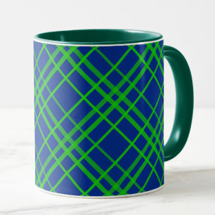 Green on Blue Tartan Kariertes Muster Tasse