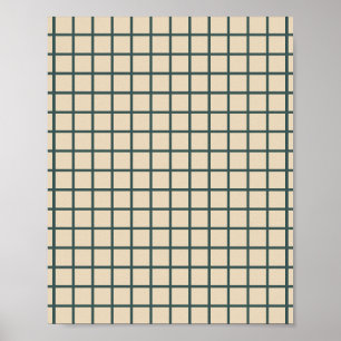 Green on Cream Grid Poster