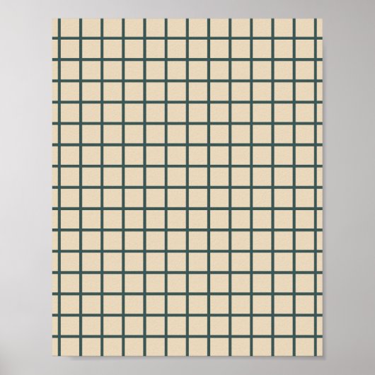 Green on Cream Grid Poster (Vorne)