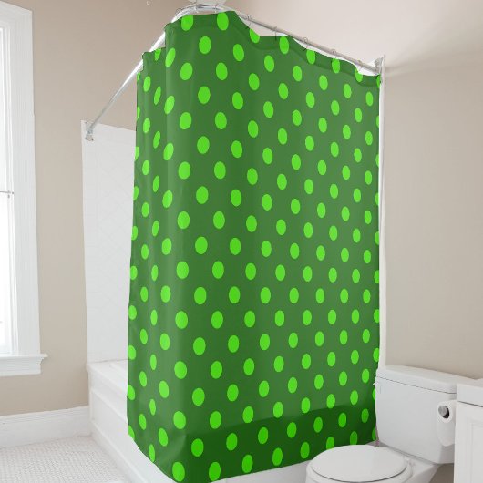 Green On Dark Green Polka Dots Pattern Design Duschvorhang