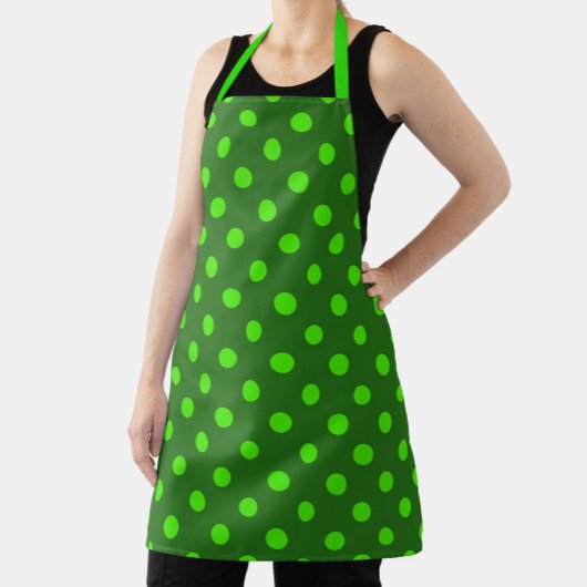 Green On Dark Green Polka Dots Pattern Design  Schürze