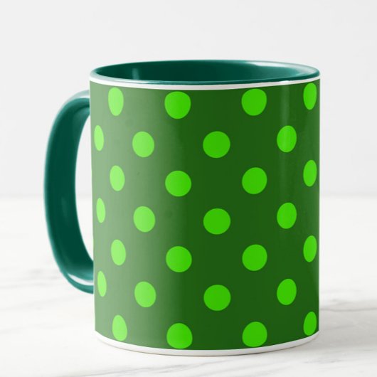 Green On Dark Green Polka Dots Pattern Design Tasse