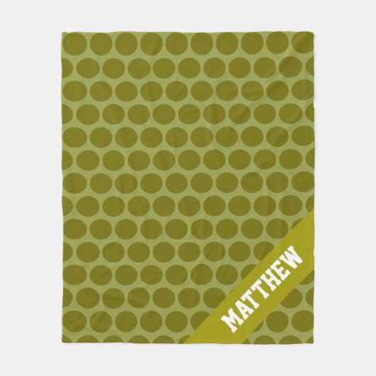 Green on Green Individuelle Name Polka Dots Fleecedecke (Vorderseite)