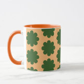 Green on Peach Retro Blume Art Tasse Cup (Links)