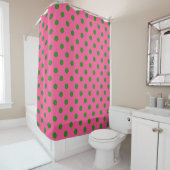 Green on Pink Polka Dots Design Duschvorhang (Beispiel)