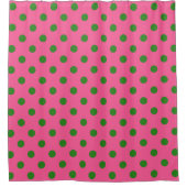 Green on Pink Polka Dots Design Duschvorhang (Vorderseite)