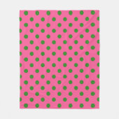 Green on Pink Polka Dots Design Fleecedecke (Vorderseite)