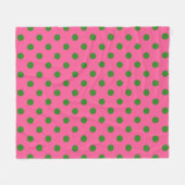Green on Pink Polka Dots Design Fleecedecke (Vorderseite (Horizontal))