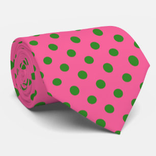 Green on Pink Polka Dots Design Krawatte