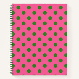 Green on Pink Polka Dots Design Notizblock
