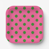 Green on Pink Polka Dots Design Pappteller (Vorderseite)