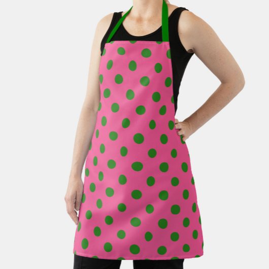 Green on Pink Polka Dots Design Schürze