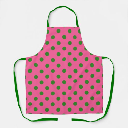 Green on Pink Polka Dots Design Schürze (Vorderseite)