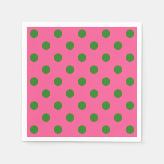 Green on Pink Polka Dots Design Serviette (Vorderseite)