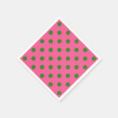 Green on Pink Polka Dots Design Serviette (Ecke)
