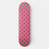 Green on Pink Polka Dots Design Skateboard (Vorderseite)