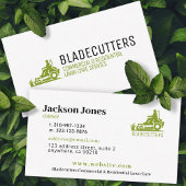 Green on White Rascare + Mowing Business Cards Visitenkarte