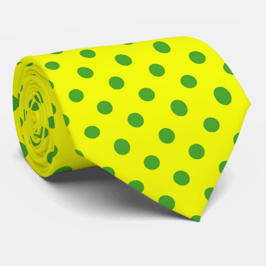 Green On Yellow Polka Dots Pattern Design Krawatte