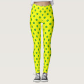 Green On Yellow Polka Dots Pattern Design  Leggings (Vorderseite)