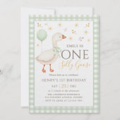 Green One Albern Goose 1. Geburtstag Einladung (Vorderseite)