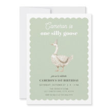 Green One Albern Goose 1. Geburtstag Einladung