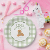 Green One Golden Year Goldendoodle 1st Birthday Pappteller (Party)