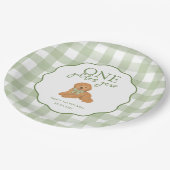 Green One Golden Year Goldendoodle 1st Birthday Pappteller (Schrägansicht)