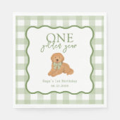 Green One Golden Year Goldendoodle Birthday Serviette (Vorderseite)
