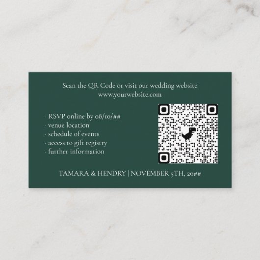Green Online UAWG QR Code Hochzeitkarte Begleitkarte (Vorderseite)